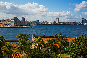 Castle of the Three Kings of Morro (foreground), Havana Skyline (background), Havana, Cuba