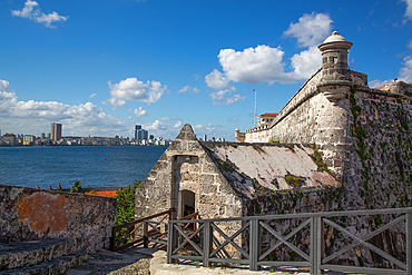 Castle of the Three Kings of Morro (foreground), Havana Skyline (background), Havana, Cuba