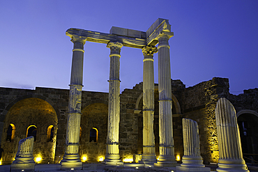 Evening, Athena Temple (2nd Century BC), Side, Antalya, Turkey