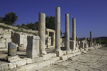 Marble Columns, Shop Entrance (background), Harbor Street, 2nd Century BC, Patara Ancient City (origins back to 5,500 BC), Patara National Park, Antalya, Turkey