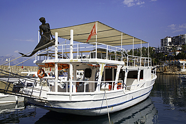 Mermaid Figure, Boat, Antalya Kaleici Marina, Antalya, Antalya Province, Turkey