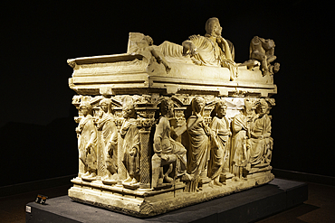 Marble Sarcphagus of Domitas Lulianus and Domita Philiska, 2nd Century AD, Found in Perge, Antalya Archaeological Museum, Antalya, Turkey