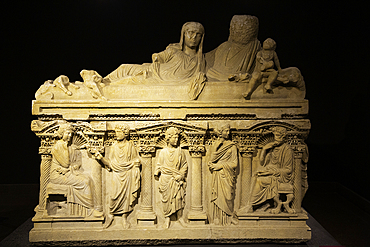 Marble Sarcphagus of Domitas Lulianus and Domita Philiska, 2nd Century AD, Found in Perge, Antalya Archaeological Museum, Antalya, Turkey