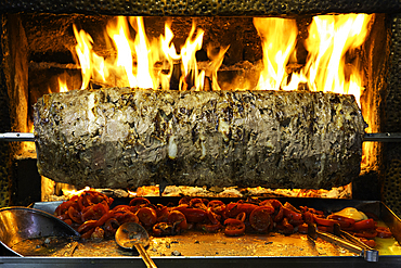 Cooking a Doner Kebab, Old Town Market, Paspatur, Fethiye, Mugla Province, Turkey