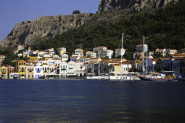 Boats, House, Harbor, Megisti Bay, Kastellorizo, Dodecanese Islands, Greece