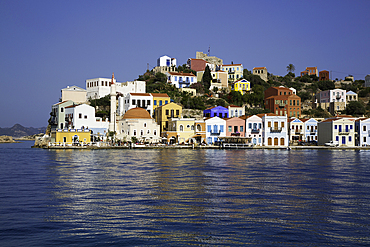 Mosque, Houses, Fort, Harbor, Megisti Bay, Kastellorizo, Dodecanese Islands, Greece