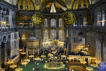 Prayer Time, Interior, Hagia Sophia Grand Mosque, Sultanahmet, Istanbul, Turkey