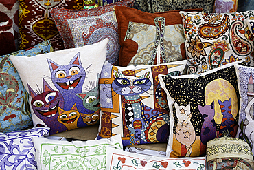 Pillows for Sale, Arasta Bazaar, Sultanahmet, Istanbul, Turkey