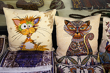 Pillows for Sale, Arasta Bazaar, Sultanahmet, Istanbul, Turkey