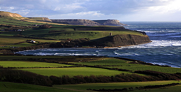 Looking east across Kimmeridge Bay towards St. Aldhelm's Head, Isle of Purbeck, Jurassic Coast, UNESCO World Heritage Site, Dorset, England, United Kingdom, Europe