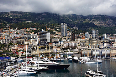 Looking across Monaco Marina towards Monte Carlo, Monaco