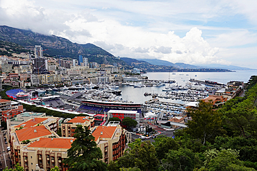 The Formula One track passes Monaco Marina and runs through Monte Carlo district, Monaco