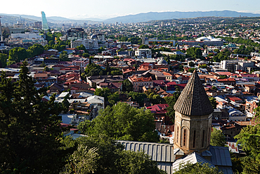 Architecture in central Tbilisi, the capital city of Georgia, encompasses Eastern Orthodox churches, ornate art nouveau buildings, mosques, Soviet Modernist structures, and contemporary designs