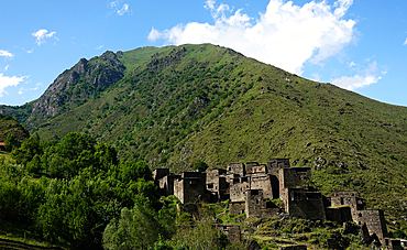 Shatili, a historic highland village in Georgia, near the border with Chechnya on the northern slope of the Greater Caucasus mountains, in the historical Georgian province of Upper Khevsureti.