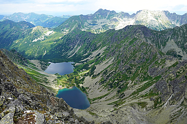 Mountain scenery in the High Tatras above the resort town of Štrbské Pleso, Tatra National Park, one of the nine national parks in Slovakia situated in North-Central Slovakia