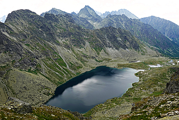Mountain scenery in the High Tatras above the resort town of Štrbské Pleso, Tatra National Park, one of the nine national parks in Slovakia situated in North-Central Slovakia