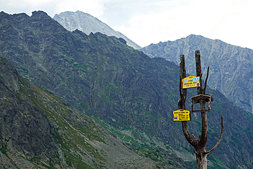 Mountain scenery in the High Tatras above the resort town of Štrbské Pleso, Tatra National Park, one of the nine national parks in Slovakia situated in North-Central Slovakia