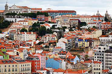 Architecture and street scenery in the Alfama district, central Lisbon, Portugal