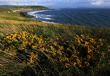 Looking across Croyde Bay from Baggy Point, north Devon, England, United Kingdom, Europe