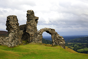 The ruins of Dinas Bran, a medieval castle near Llangollen, Denbighshire, Wales, United Kingdom, Europe