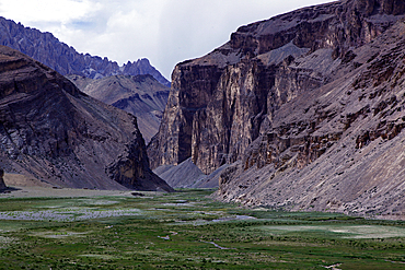 The entrance to a remote canyon high on the plateau of southeast Ladakh, Himalayas, India, Asia