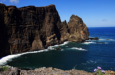 The dramatic sea cliffs of the Sao Lourenco peninsula, eastern Madeira, Portugal, Atlantic Ocean, Europe