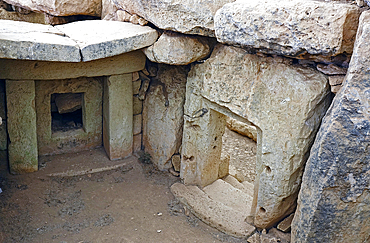 Inside the Megalithic temples of Hagar Qim, UNESCO World Heritage Site, Malta, Europe