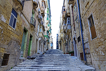 Street in the City of Valletta, UNESCO World Heritage Site, Malta, Europe