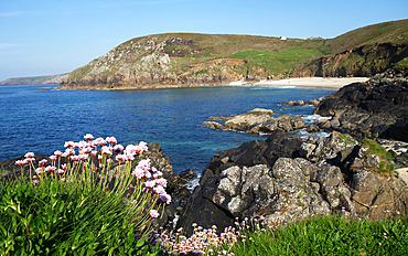 Portheras Cove, one of England's wildest beaches, West Penwith, Cornwall, England, United Kingdom, Europe