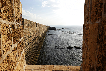 Sea walls of the Old City of Akko, Israel