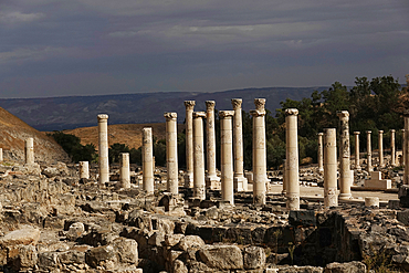 The ruins of the ancient Roman and Byzantine city of Bet Shean, Bet Shean National Park, Israel