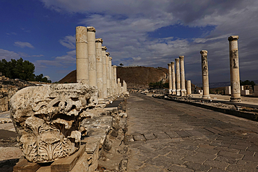 The ruins of the ancient Roman and Byzantine city of Bet Shean, Bet Shean National Park, Israel