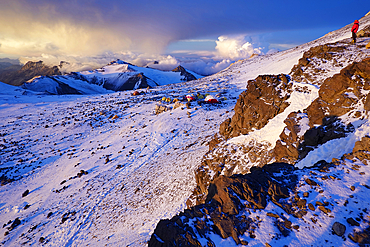 Landscape after a snow storm on Aconcagua, 6961 metres, the highest mountain in the Americas and one of the Seven Summits, Andes, Argentina, South America