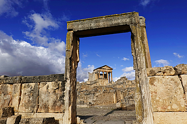 The ruins of the Roman town of Dougga, a UNESCO World Heritage site, valley of Oued Khalled, northwest Tunisia