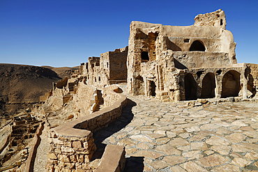 The hilltop town of Chenini, known for its Berber troglodyte structures, Tataouine region, southern Tunisia