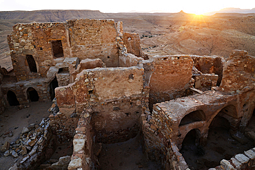 A remote Ksar (fortified granary), Tataouine region, southern Tunisian desert