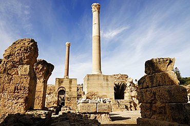 The ruins of the ancient city of Carthage, Tunisia. Founded by the Phoenicians in the ninth century BC, Carthage reached its height in the fourth century BC as the centre of the Carthaginian Empire.