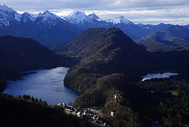 Schloss Hohenschwangau and the Alpsee lake, Southern Bavaria