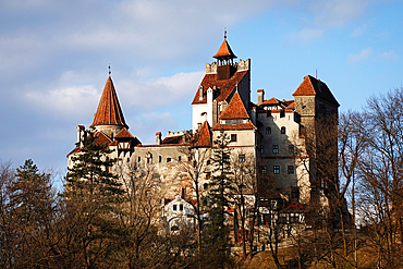 Bran Castle, Bran, near Brasov, Transylvania. The castle was built by Saxons in 1377 who were given the privilege by Louis I of Hungary. It is a national monument and landmark in Transylvania and famous for its association with the Dracula story.