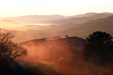 Evening mist, Siurana, Catalonia, Spain, Europe