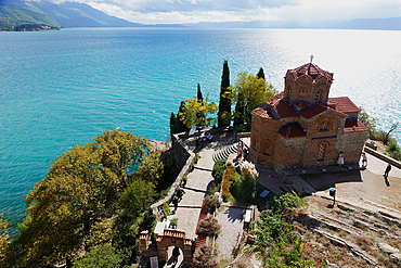 Church of Saint John the Theologian, a Macedonian Orthodox church situated on the cliff over Kaneo Beach, overlooking Lake Ohrid