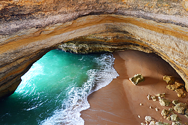 The gigantic Gruta de Benagil sea cave (Benagil Cathedral), Algarve, Portugal