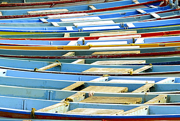 Fishing boats in harbour, coastal area of Vizhinjam, Trivandrum, Kerala, India