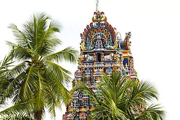 Carved gopuram of Pillayarpatti Ganesha Temple, Tamil Nadu, India, Asia