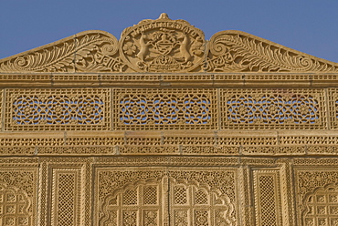 Intricate sandstone carving, Jaisalmer, Rajasthan, India, Asia