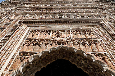 Pratapeshwar terracotta Hindu Temple, built in the 19th century, ornately carved with beautiful imagery, Kalna, West Bengal, India, Asia