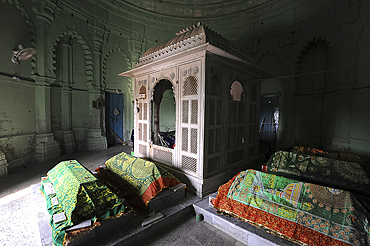 The tomb of Pir Ghaus Muhammad, a Sufi saint and Syyed of Lakhpat, half-Muslim and half-Hindu who died in 1855, Lakhpat Fort, Gujarat, India, Asia