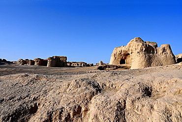 Ruins of Jiaohe Silk Road city, capital of Jushi kingdom 450-640 AD, Xinjiang Uyghur Autonomous Region, China, Asia