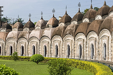 Some of the 108 Shiva temples, built in concentric circles in 1809 by Maharaja Teja Chandra Bahadhur, Kalna, West Bengal, India, Asia