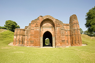 Entrance to the 16th century Great Golden Mosque (Bara Darwaza) in Gaur, once one of India's great cities, West Bengal, India, Asia